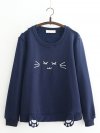 Women Cat Printed O-Neck Long Sleeve Pullover Sweatshirts