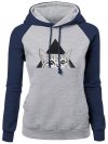 Women Cats Printed Hooded Contrast Color Casual Sweatshirts