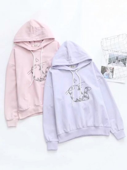 Sea Lions Embroidered Long Sleeve Casual Hoodies - Click Image to Close