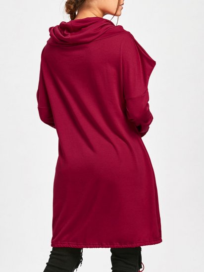 Casual Solid Color Hooded Long Sleeve Loose Sweatshirt - Click Image to Close