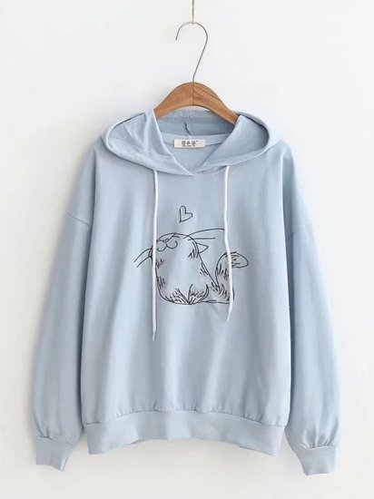 Sea Lions Embroidered Long Sleeve Casual Hoodies - Click Image to Close