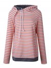 Casual Stripe Patchwork Side Zipper Hooded Women Hoodies