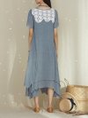 Lace Patchwork Layered Asymmetrical Short Sleeve Vintage Dresses