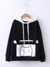 Print Cat Front Pocket Cute Hoodies For Women