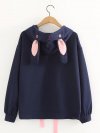 Casual Rabbit Embroidery Ears Hooded Long Sleeve Women Hoodies