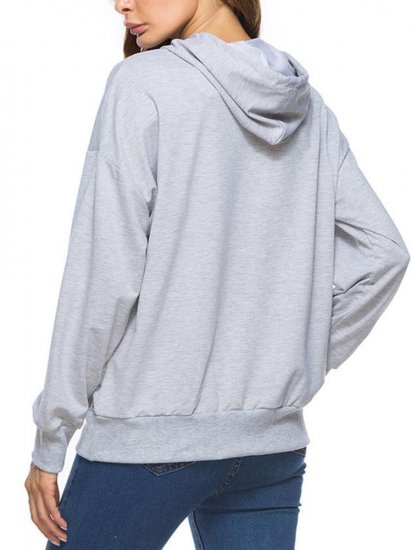 Casual Letter Print Loose Hooded Long Sleeve Women Hoodies - Click Image to Close