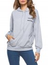 Casual Letter Print Loose Hooded Long Sleeve Women Hoodies