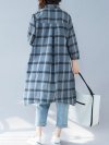 Women Loose Lapel Asymmetrical Plaid Shirts