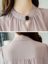 Casual Chiffon O-Neck Solid Color Office Shirt