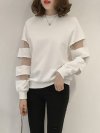 Mesh Stitching Long Sleeve O-neck Casual Sweatshirt