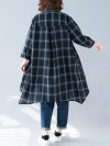 Women Loose Lapel Asymmetrical Plaid Shirts