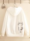 Cat Embroidered Hooded Casual Long Sleeve Sweatshirt