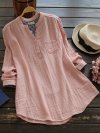 Casual Solid Color Stand Collar Long Sleeve Women Blouses