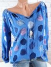 Women Polka Dots V-neck Long Sleeve Shirts