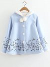 Cartoon Print Hooded Plush Ball Long Sleeve Vintage Coat