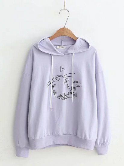 Sea Lions Embroidered Long Sleeve Casual Hoodies - Click Image to Close