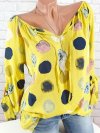 Women Polka Dots V-neck Long Sleeve Shirts