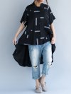 Geometric Print Layered Irregular Short Sleeve Casual Shirts