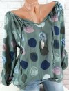 Women Polka Dots V-neck Long Sleeve Shirts