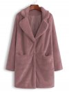 Faux Fur Oversized Solid Color Pocket Warm Coat