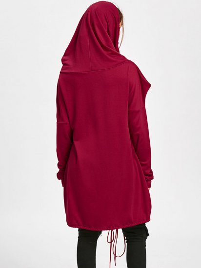 Casual Solid Color Hooded Long Sleeve Loose Sweatshirt - Click Image to Close