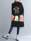 Cartoon Printed Long Sleeve High-neck Sweatshirt Dress