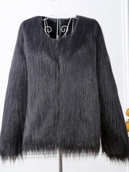 Casual Loose Warm Women Faux Fur Coats - Click Image to Close