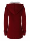 Women Horn Buttons Long Sleeve Hooded Thicken Coat